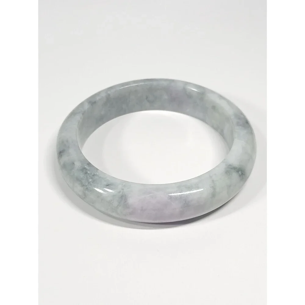 Smoky White Jadeite Bangle 67mm Lavender Veins